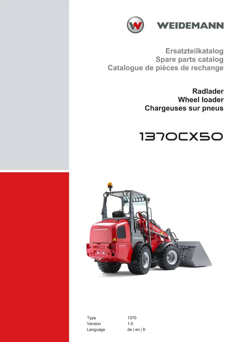 Weidemann Wheel Loader 1370CX50 Parts List | Instant PDF Download