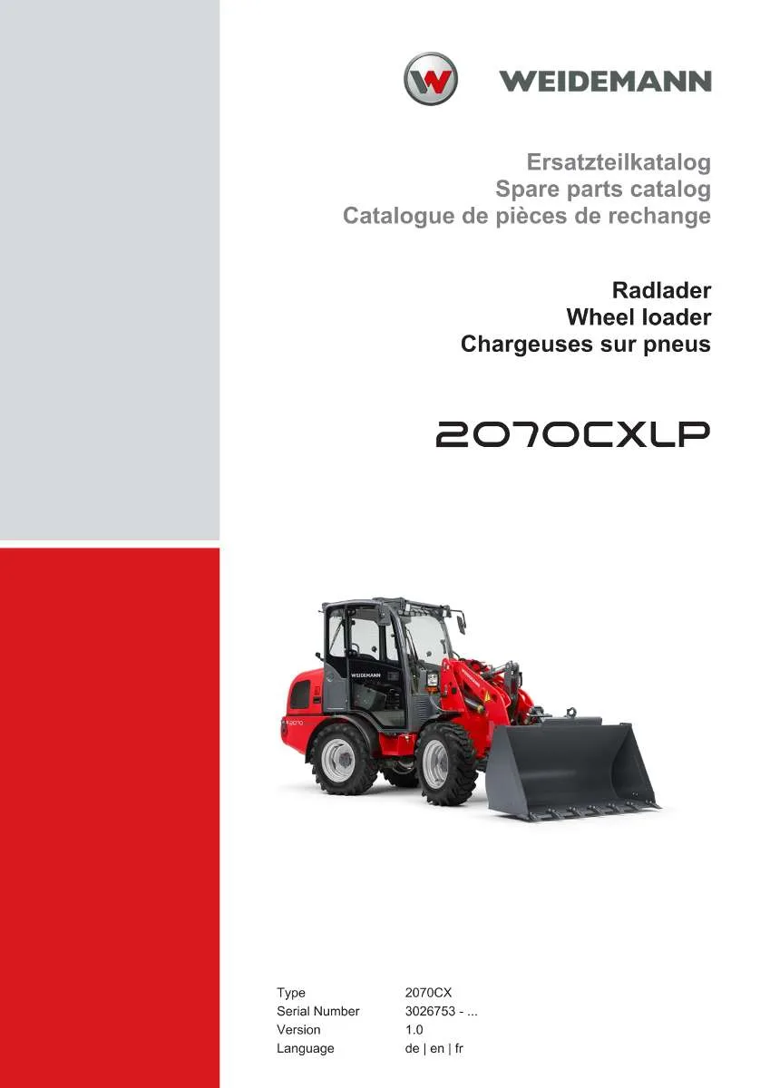 Weidemann Wheel Loader 2070CXLP Parts List | Instant PDF Download