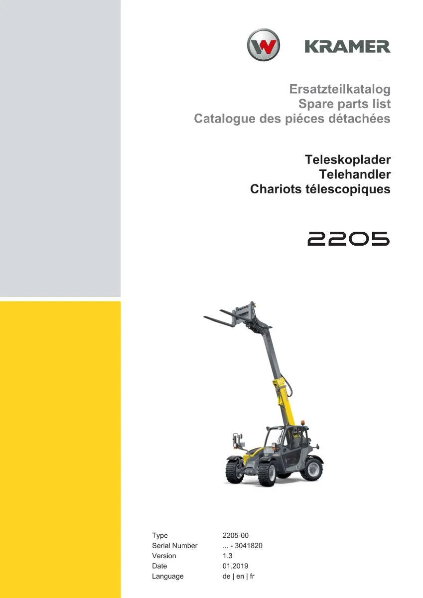 Kramer Telehandler 2205 Parts List | Instant PDF Download