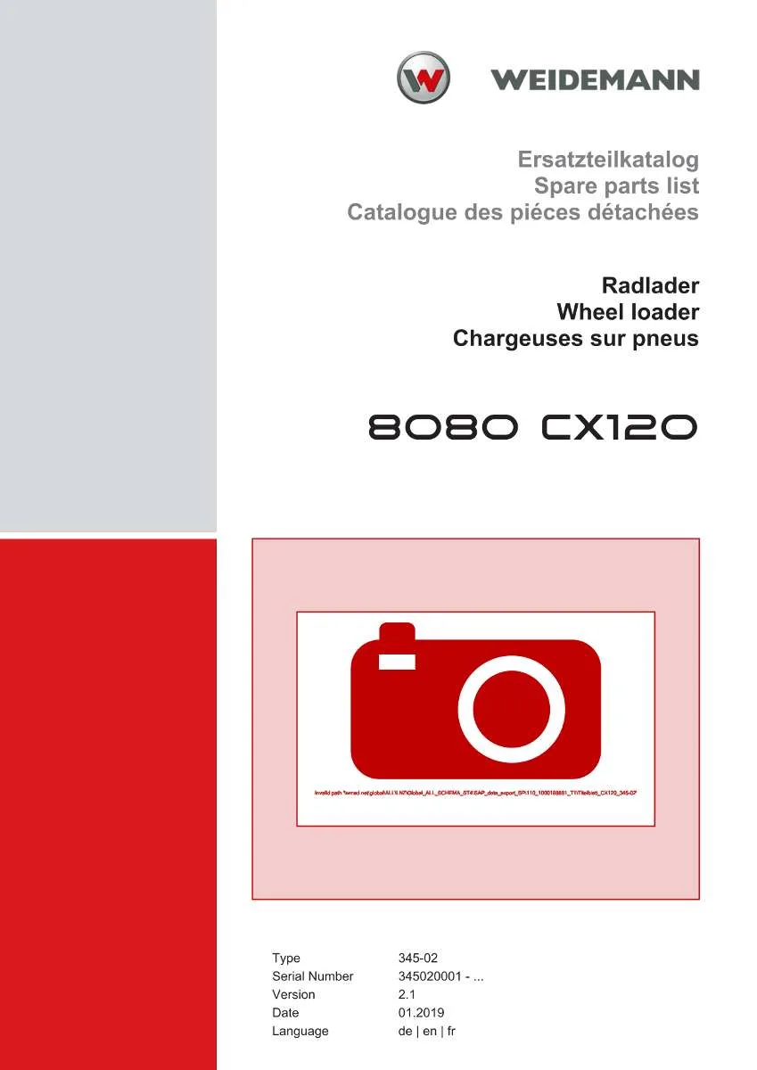 Weidemann Wheel Loader 8080 CX120 Parts List | Instant PDF Download