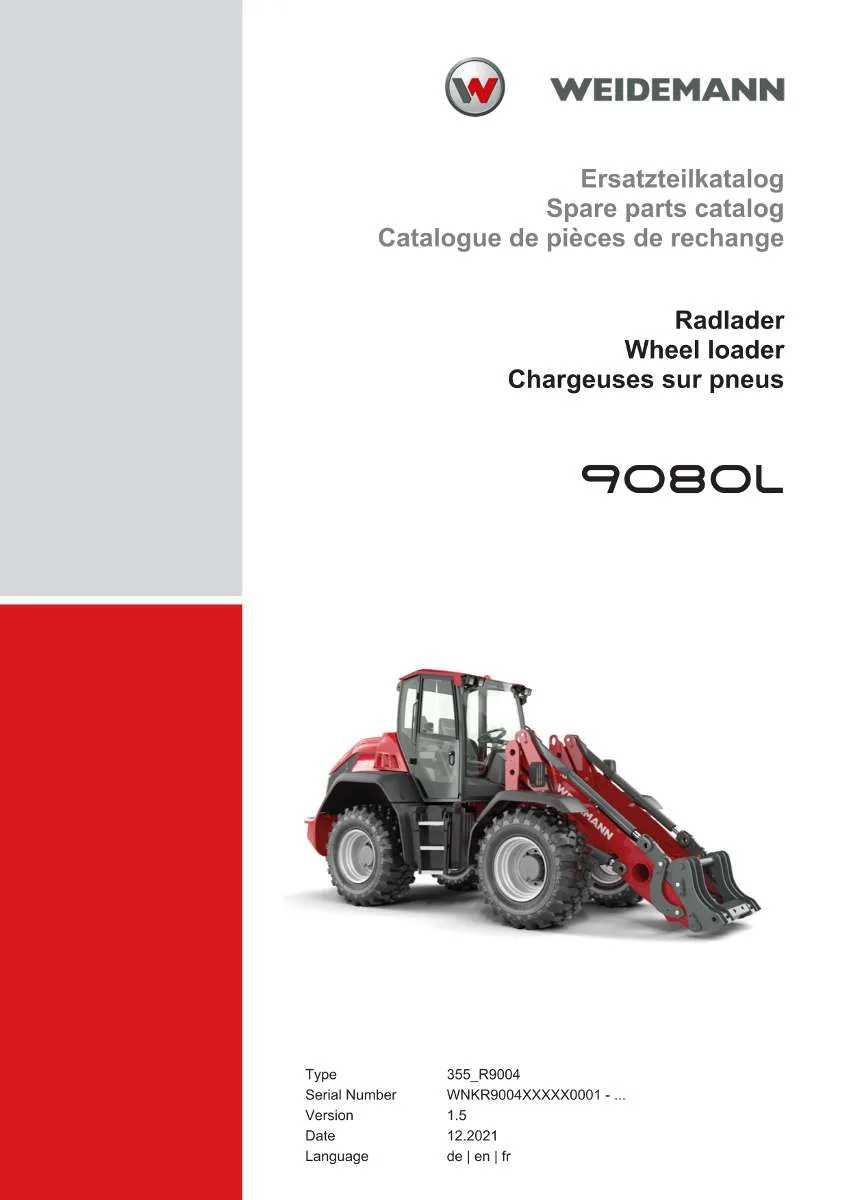Weidemann Wheel Loader 9080L Parts List | Instant PDF Download