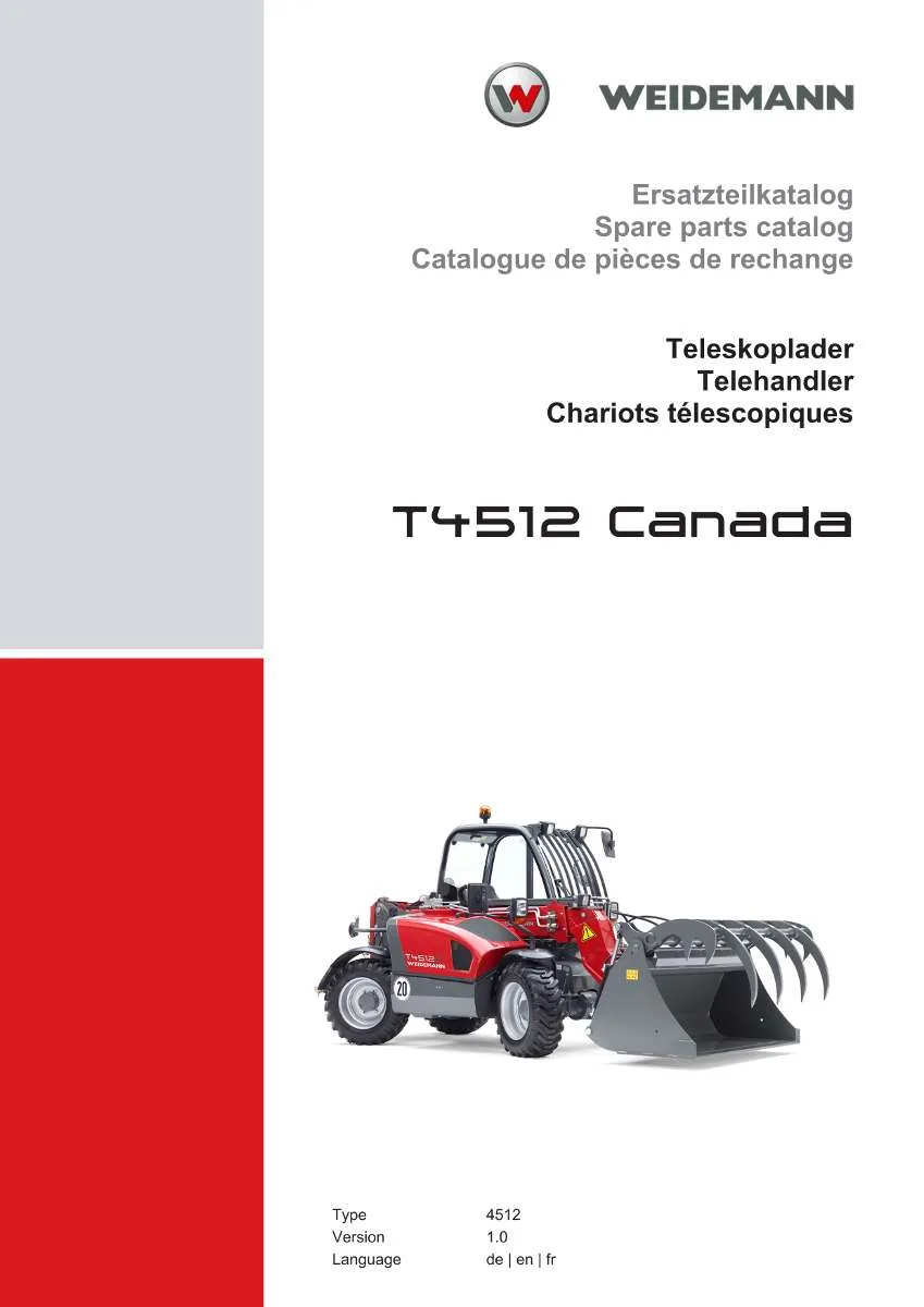 Weidemann Telehandler T4512 Canada Parts List | Instant PDF Download
