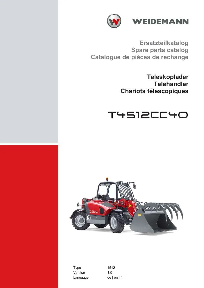 Weidemann Telehandler T4512CC40 Parts List | Instant PDF Download