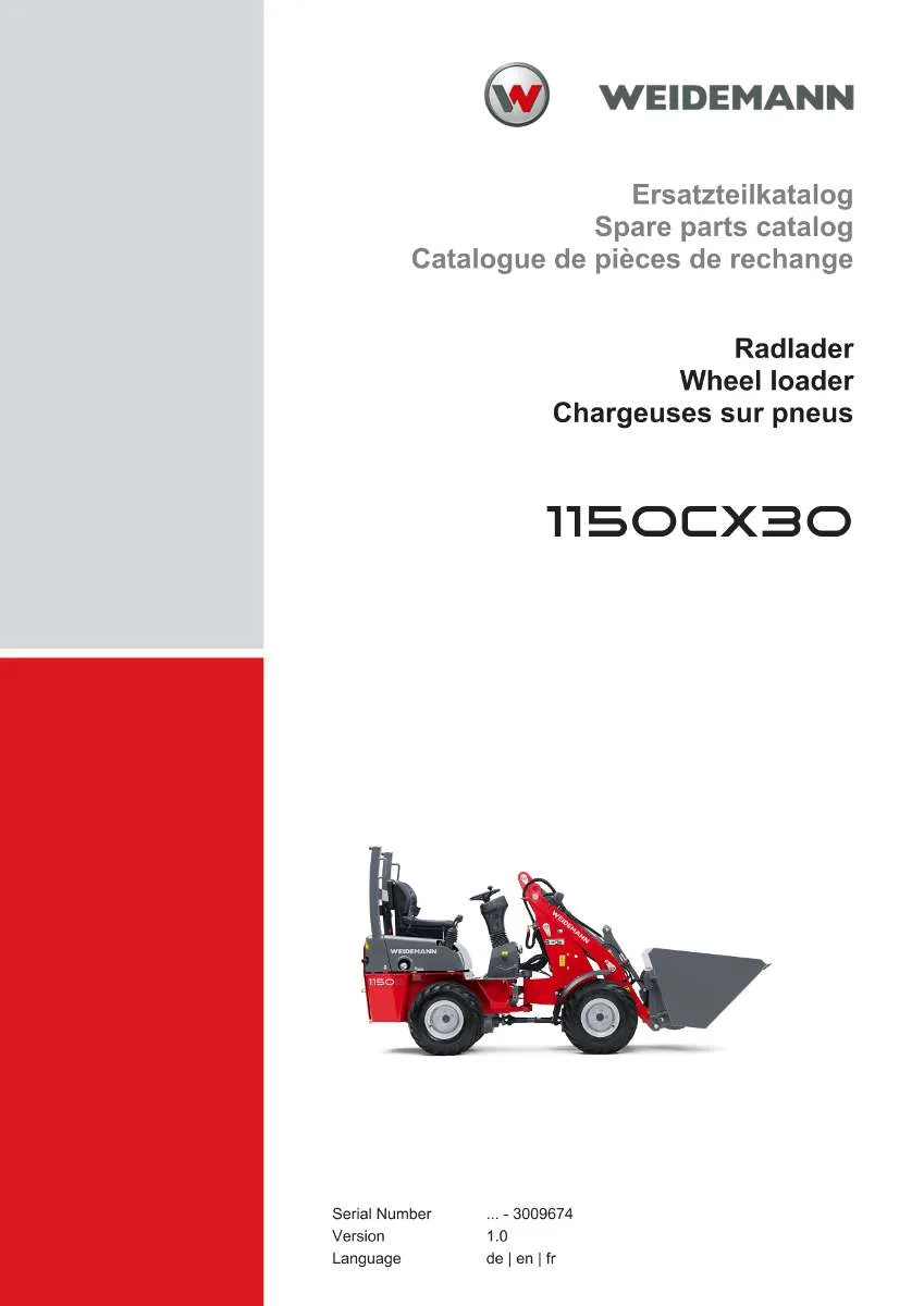 Weidemann Wheel Loader 1150CX30 Parts List | Instant PDF Download