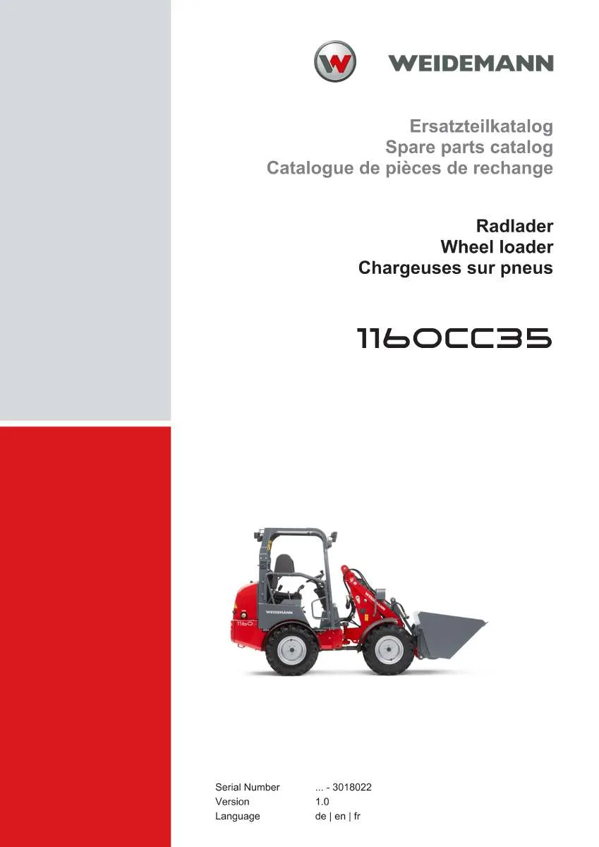 Weidemann Wheel Loader 1160CC35 Parts List | Instant PDF Download