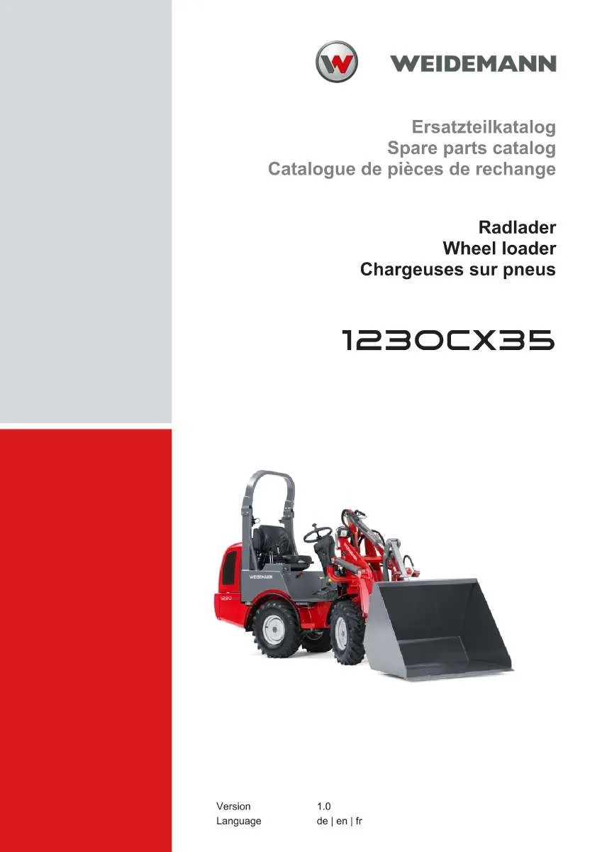 Weidemann Wheel Loader 1230CX35 Parts List | Instant PDF Download