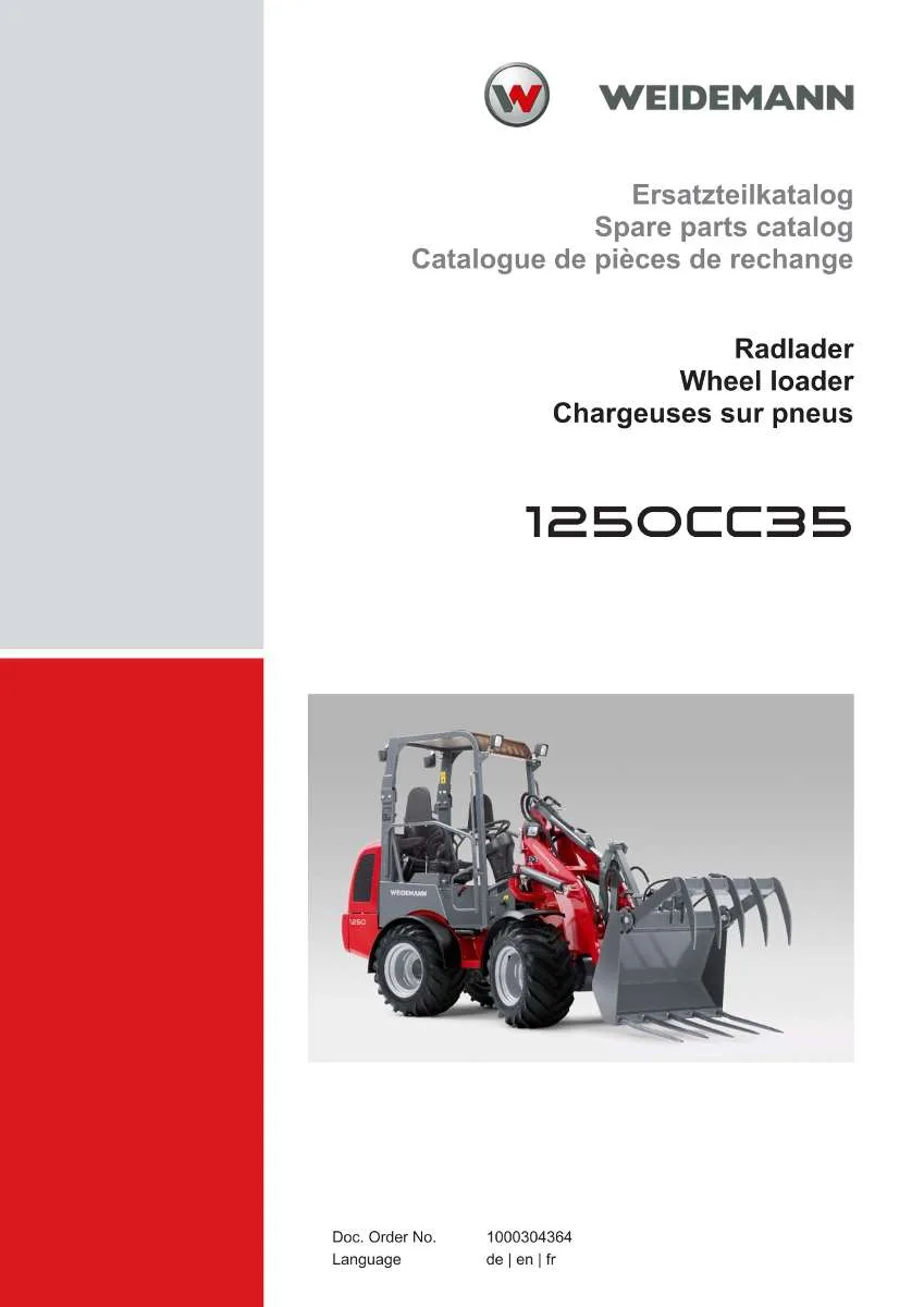 Weidemann Wheel Loader 1250CC35 Parts List | Instant PDF Download