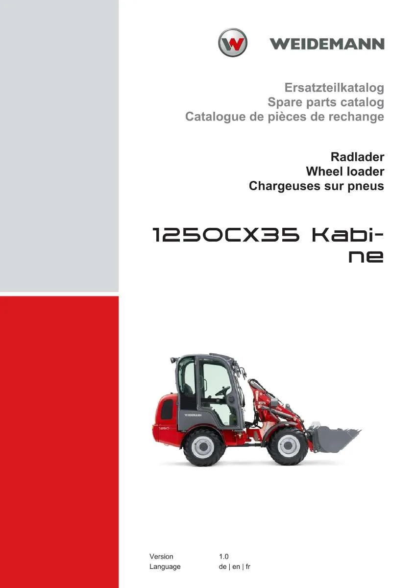 Weidemann Wheel Loader 1250CX35 Kabine Parts List | Instant PDF Download