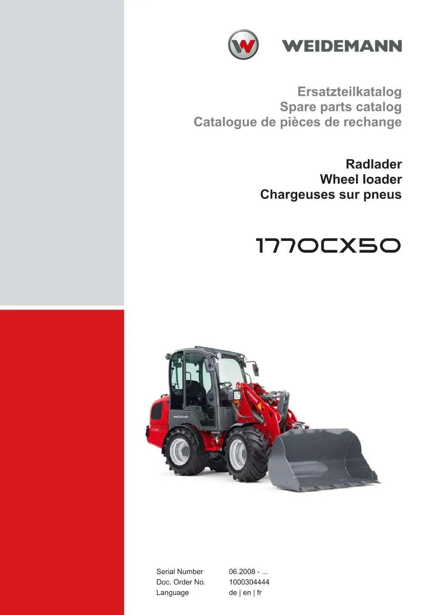 Weidemann Wheel Loader 1770CX50 Parts List | Instant PDF Download