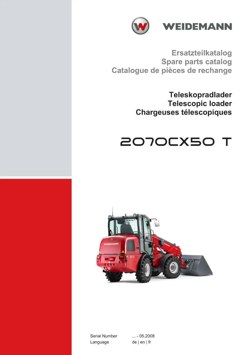 Weidemann Telescopic loader 2070CX50 T Parts List | Instant PDF Download