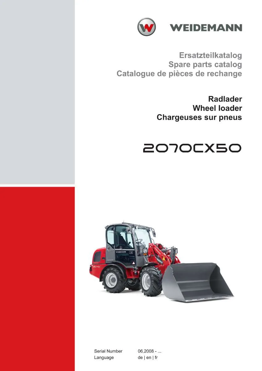 Weidemann Wheel Loader 2070CX50 Parts List | Instant PDF Download