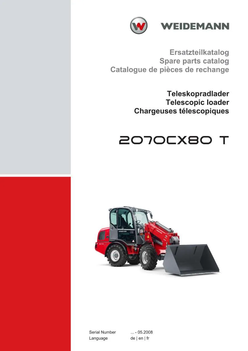 Weidemann Telescopic loader 2070CX80 T Parts List | Instant PDF Download