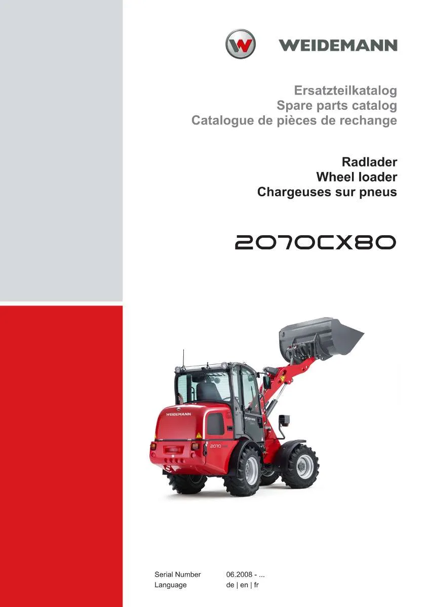 Weidemann Wheel Loader 2070CX80 Parts List | Instant PDF Download