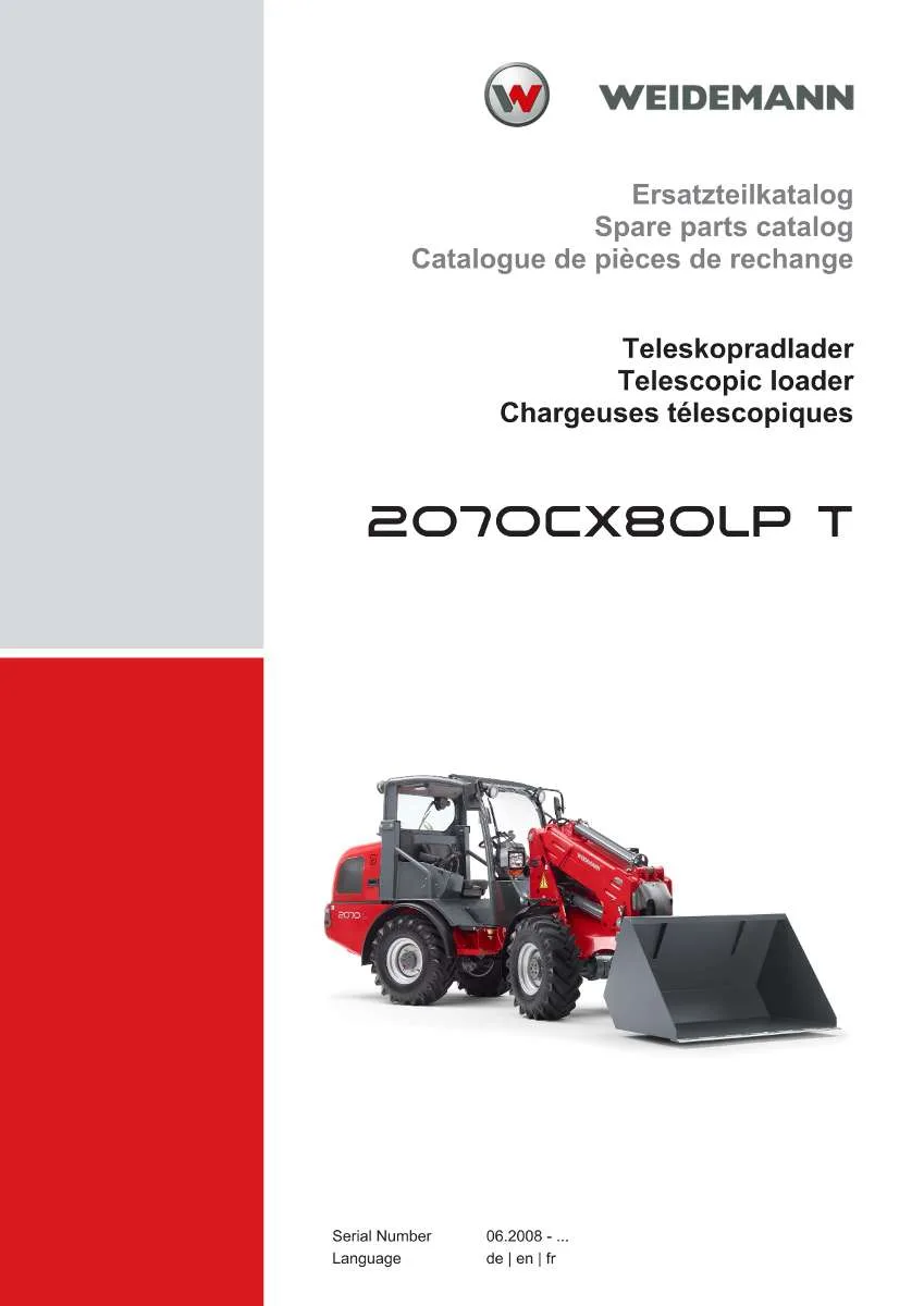 Weidemann Telescopic loader 2070CX80LP T Parts List | Instant PDF Download