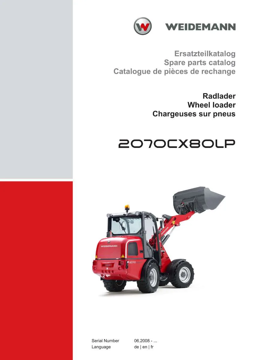 Weidemann Wheel Loader 2070CX80LP Parts List | Instant PDF Download
