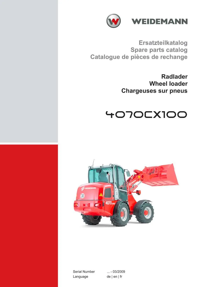 Weidemann Wheel Loader 4070CX100 Parts List | Instant PDF Download