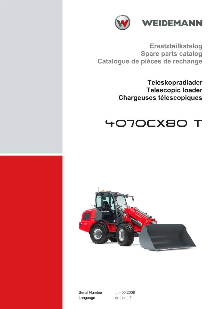 Weidemann Telescopic loader 4070CX80 T Parts List | Instant PDF Download