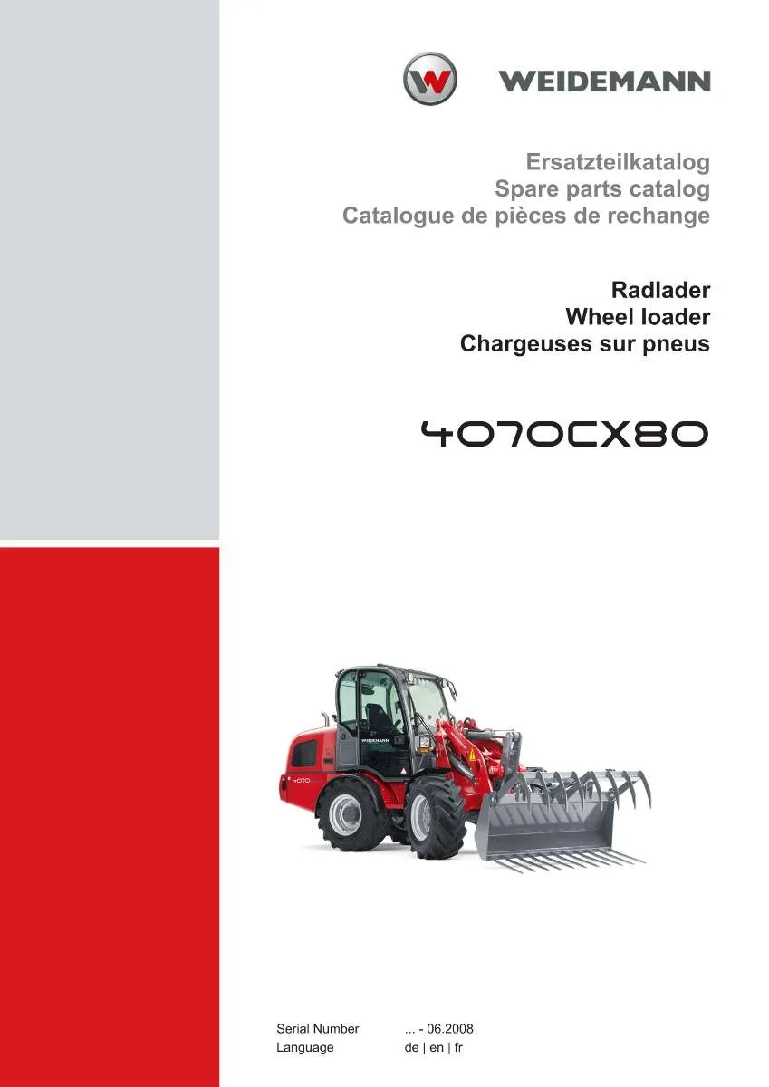 Weidemann Wheel Loader 4070CX80 Parts List | Instant PDF Download
