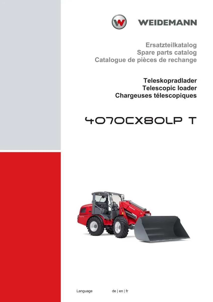 Weidemann Telescopic loader 4070CX80LP T Parts List | Instant PDF Download