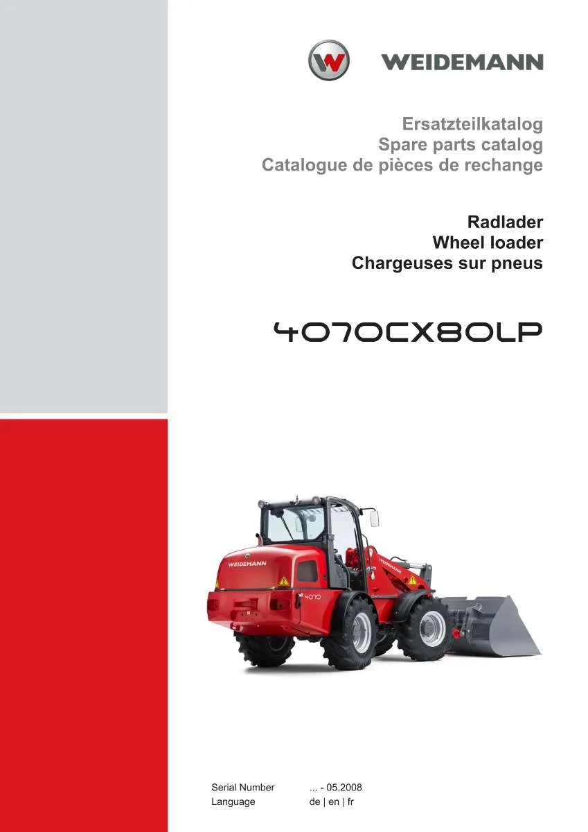 Weidemann Wheel Loader 4070CX80LP Parts List | Instant PDF Download