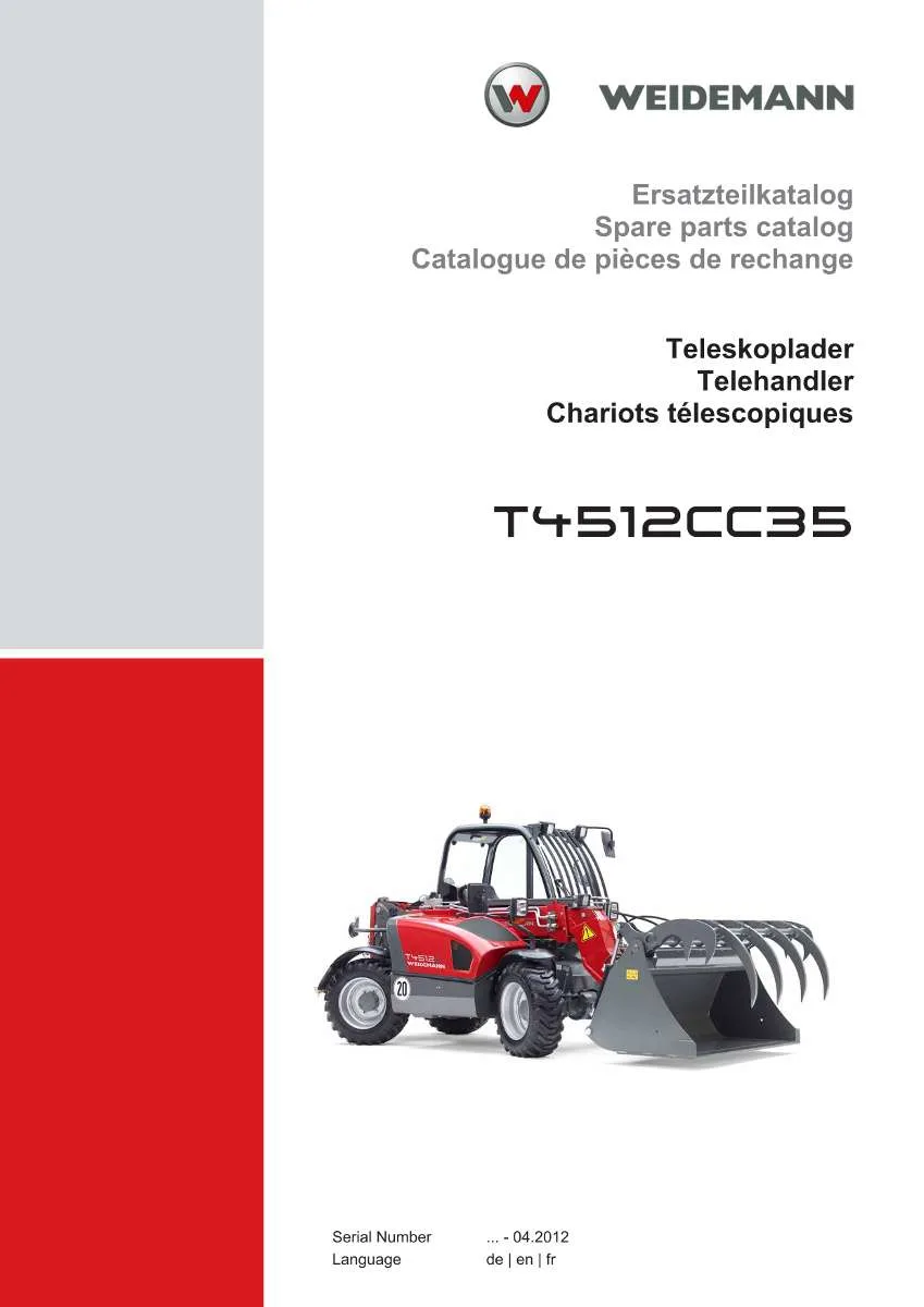 Weidemann Telehandler T4512CC35 Parts List | Instant PDF Download