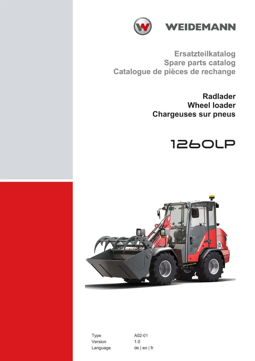 Weidemann Wheel Loader 1260LP Parts List | Instant PDF Download