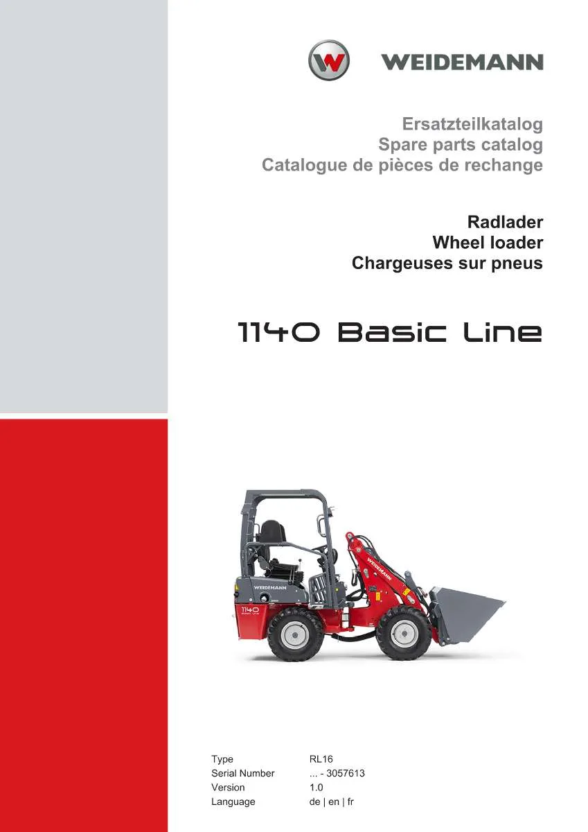 Weidemann Wheel Loader 1140 Basic Line Parts List | Instant PDF Download