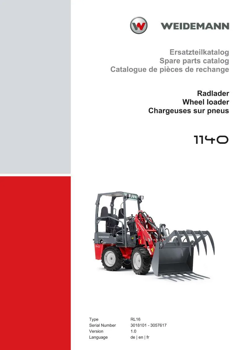 Weidemann Wheel Loader 1140 Parts List | Instant PDF Download