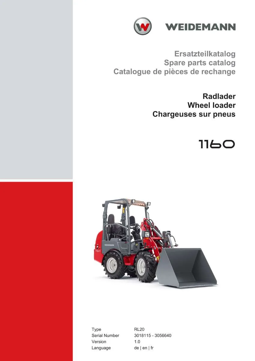 Weidemann Wheel Loader 1160 Parts List | Instant PDF Download