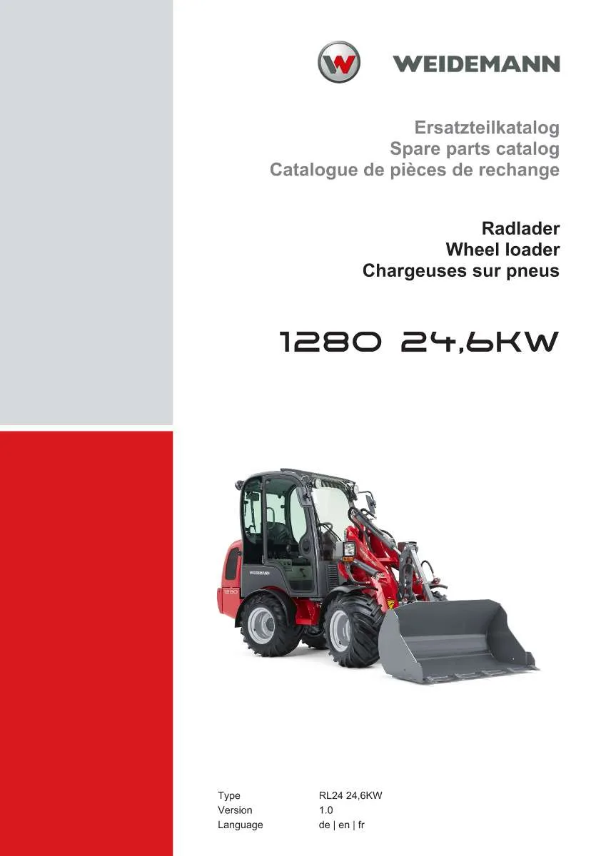 Weidemann Wheel Loader 1280 24,6KW Parts List | Instant PDF Download