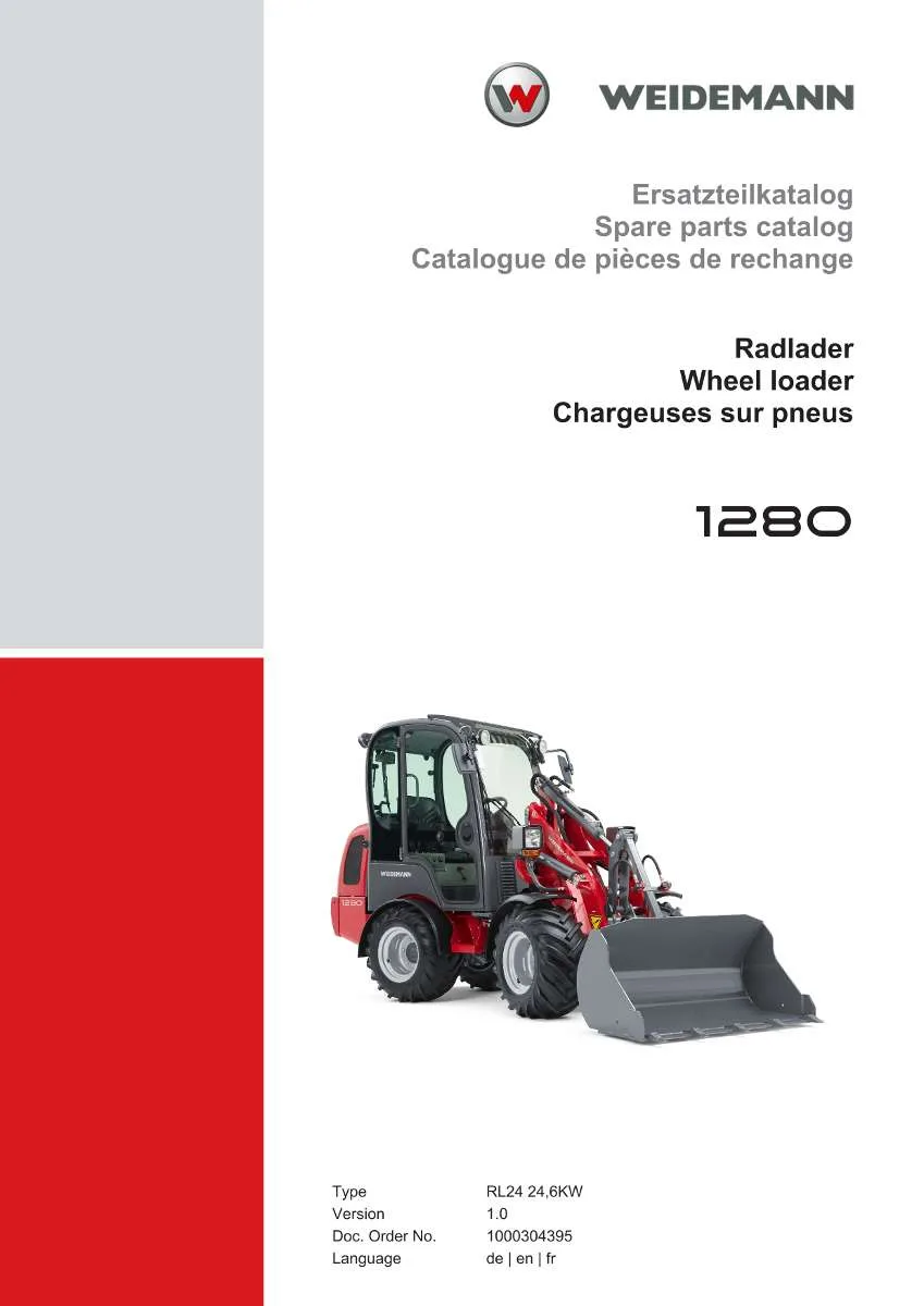Weidemann Wheel Loader 1280 Parts List | Instant PDF Download