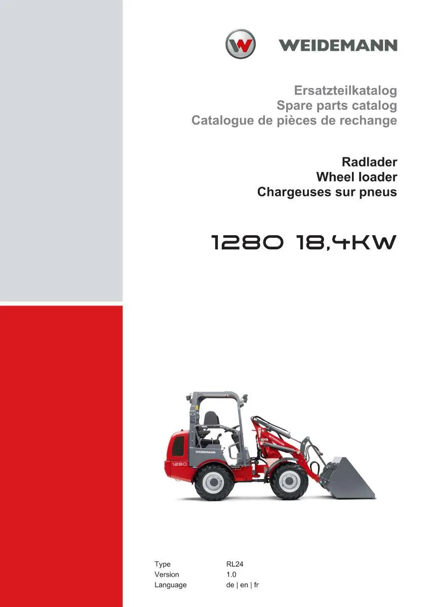 Weidemann Wheel Loader 1280 18,4KW Parts List | Instant PDF Download