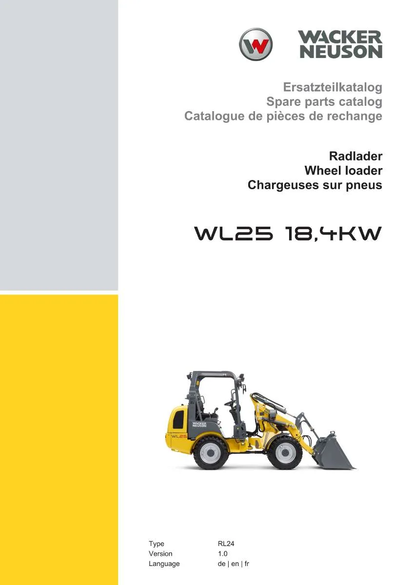 Weidemann Wheel Loader WL25 18,4KW Parts List | Instant PDF Download