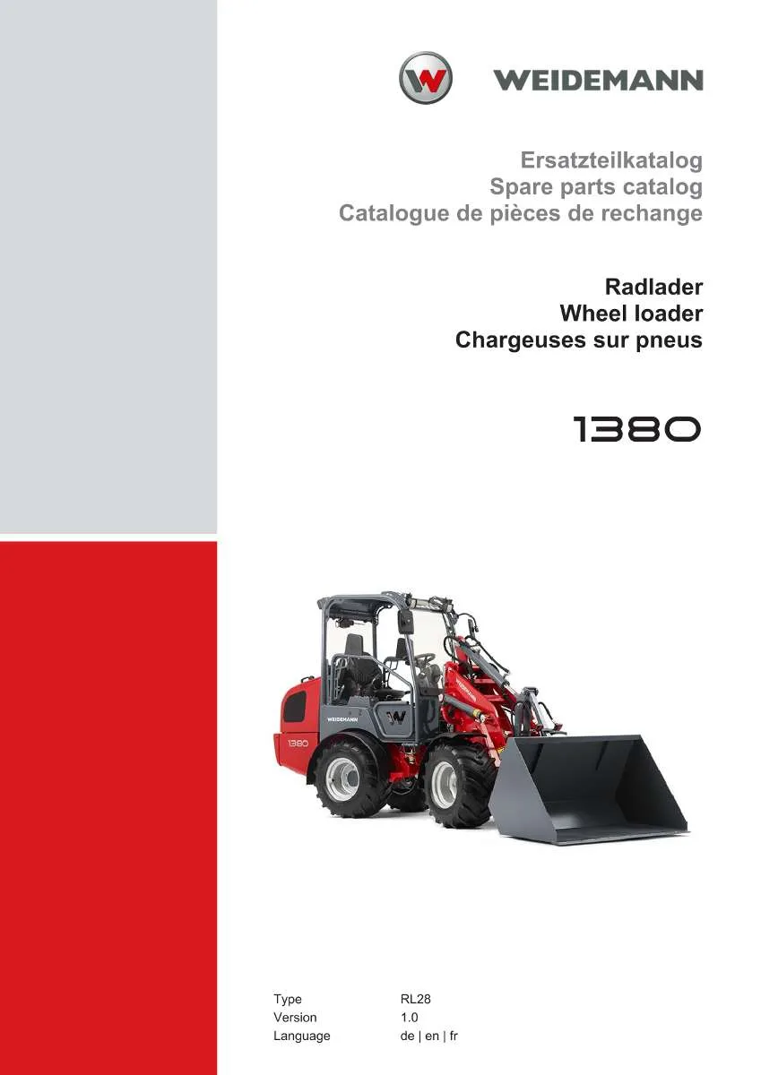 Weidemann Wheel Loader 1380 Parts List | Instant PDF Download