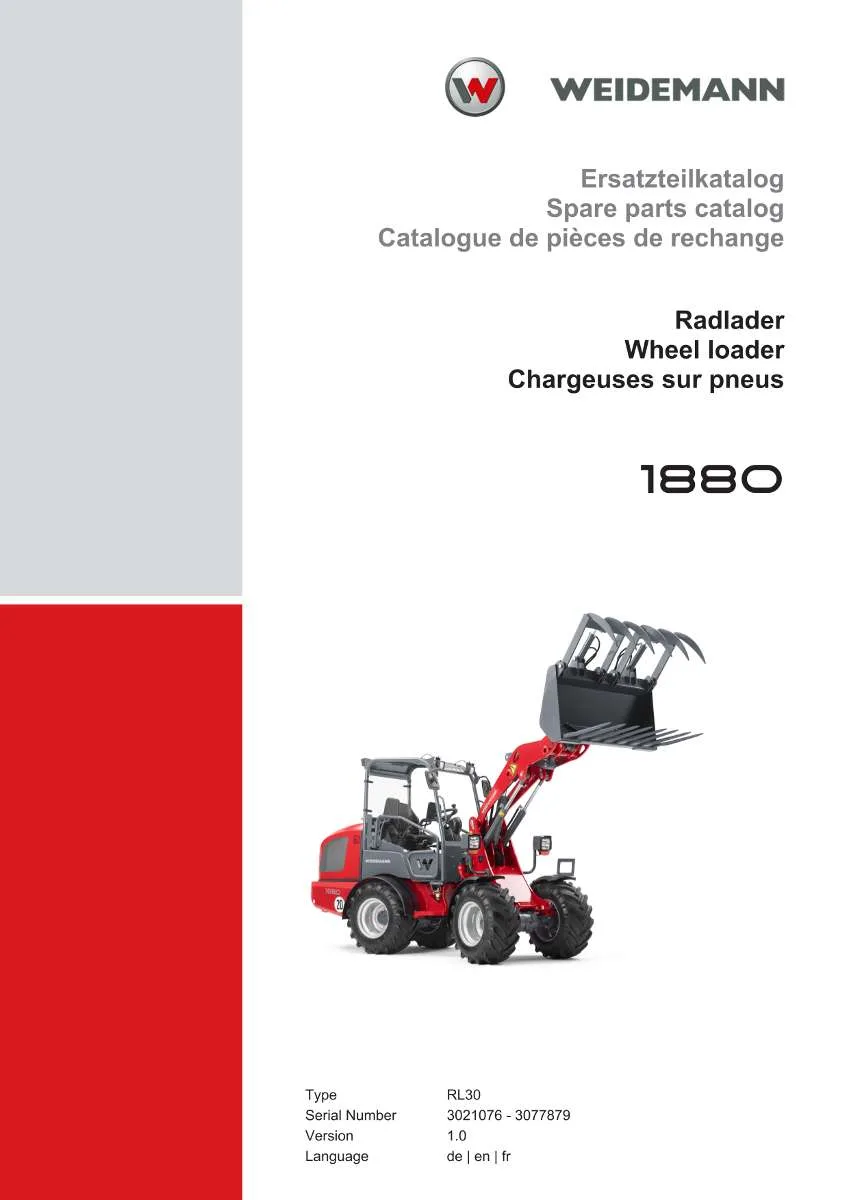 Weidemann Wheel Loader 1880 Parts List | Instant PDF Download
