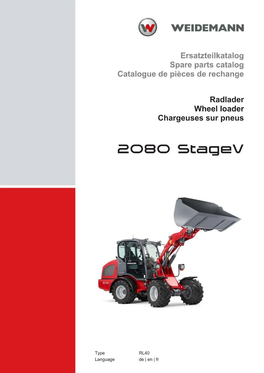 Weidemann Wheel Loader 2080 StageV Parts List | Instant PDF Download