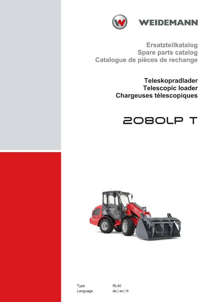 Weidemann Telescopic loader 2080LP T Parts List | Instant PDF Download