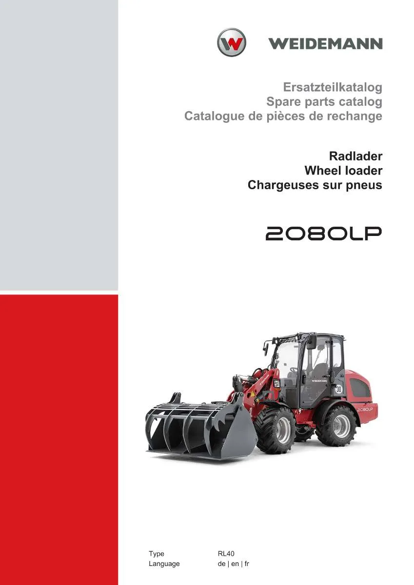 Weidemann Wheel Loader 2080LP Parts List | Instant PDF Download