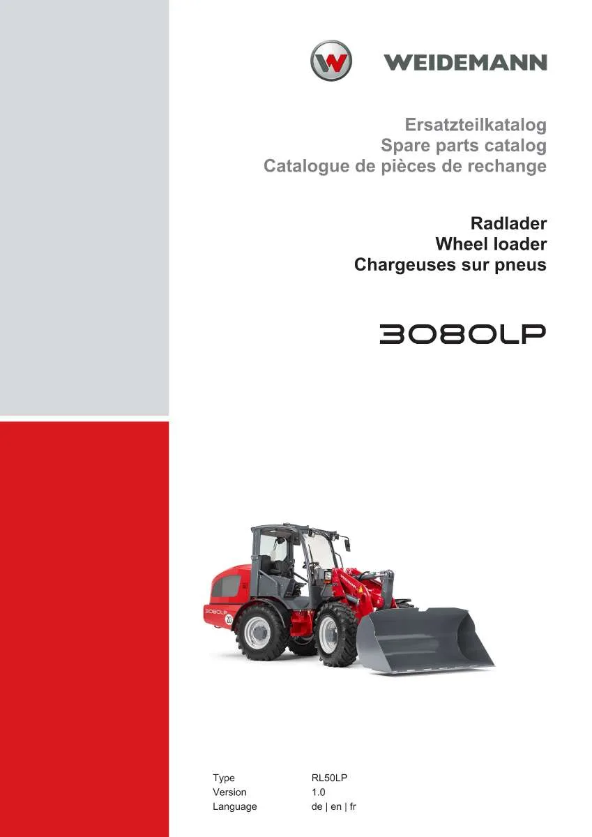 Weidemann Wheel Loader 3080LP Parts List | Instant PDF Download