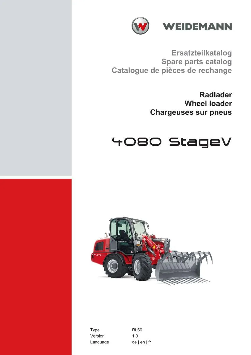 Weidemann Wheel Loader 4080 StageV Parts List | Instant PDF Download