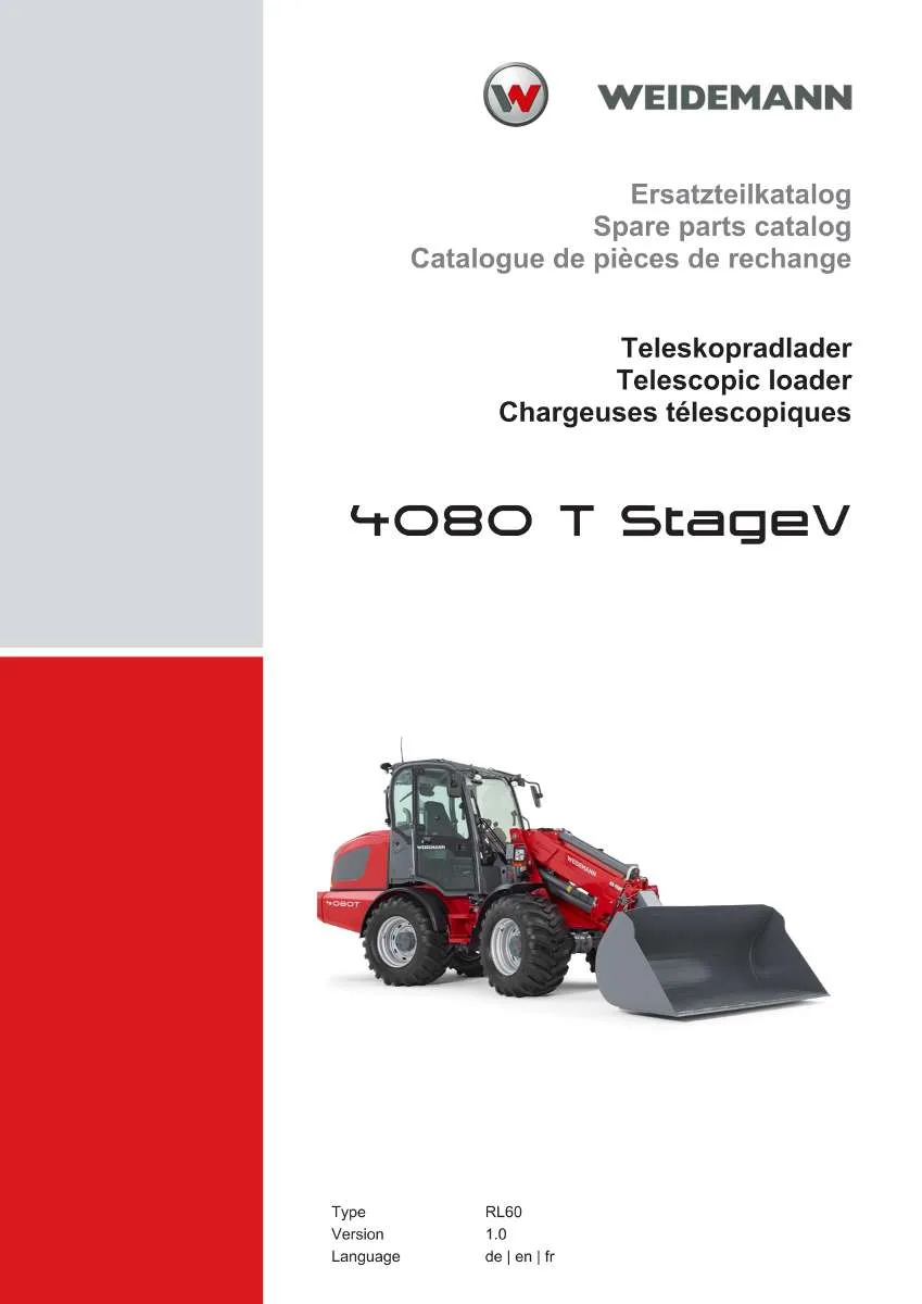 Weidemann Telescopic loader 4080 T StageV Parts List | Instant PDF Download