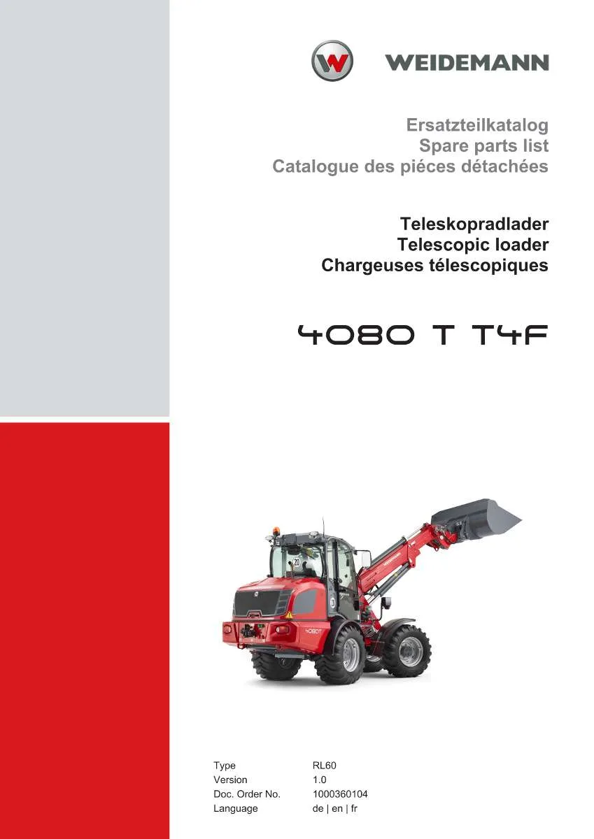 Weidemann Telescopic loader 4080 T T4F Parts List | Instant PDF Download