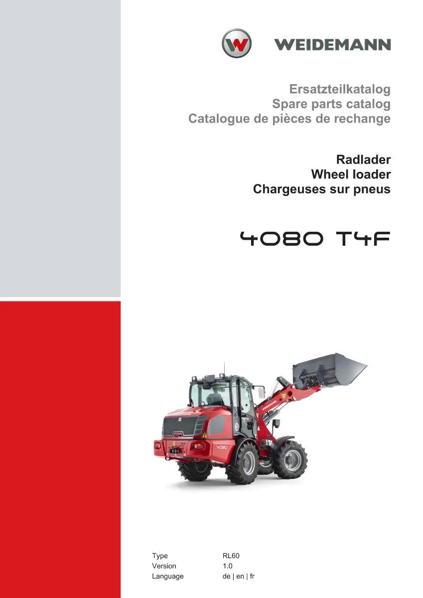 Weidemann Wheel Loader 4080 T4F Parts List | Instant PDF Download