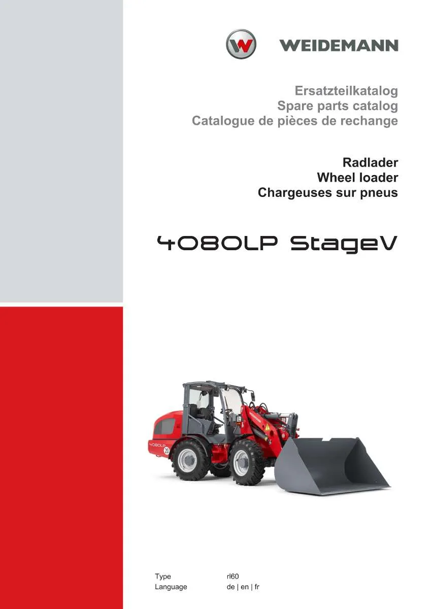 Weidemann Wheel Loader 4080LP StageV Parts List | Instant PDF Download