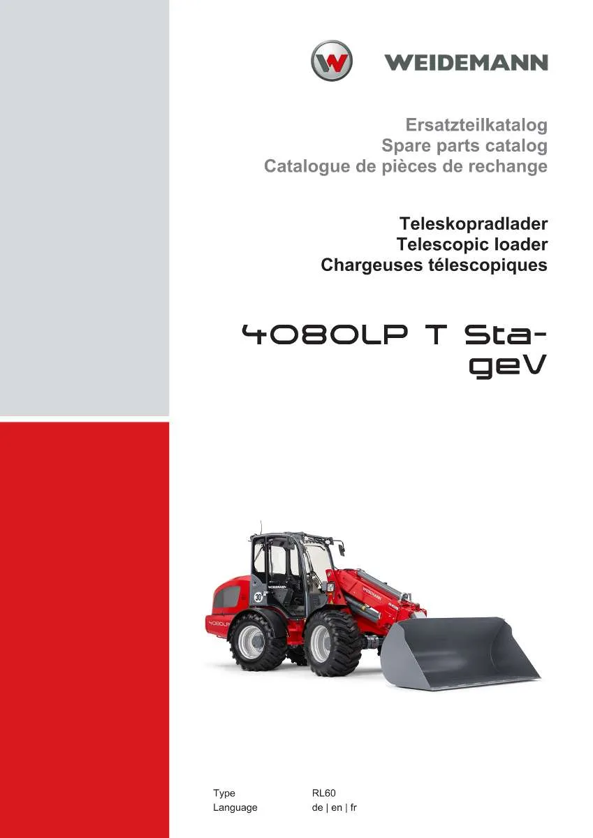 Weidemann Telescopic loader 4080LP T StageV Parts List | Instant PDF Download
