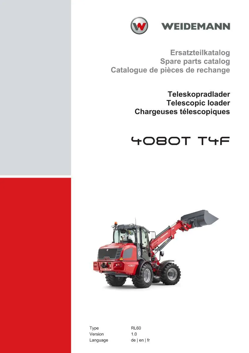 Weidemann Wheel Loader 4080T T4F Parts List | Instant PDF Download