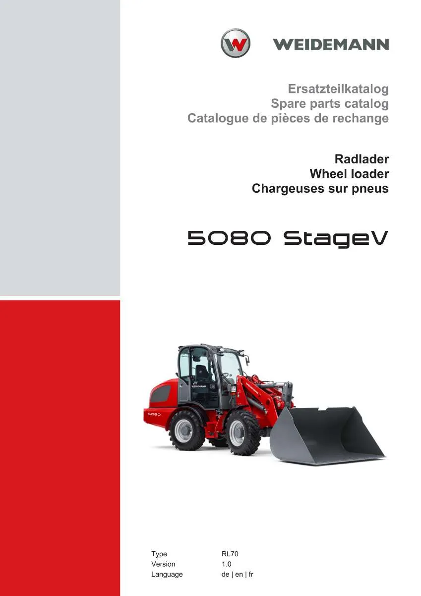 Weidemann Wheel Loader 5080 StageV Parts List | Instant PDF Download