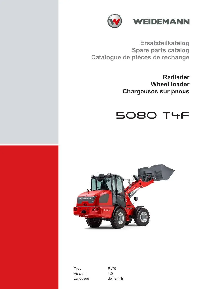 Weidemann Wheel Loader 5080 T4F Parts List | Instant PDF Download