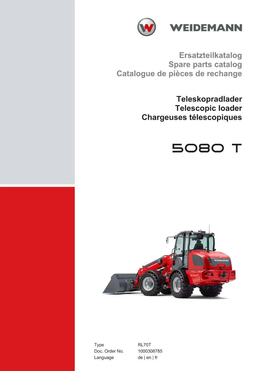 Weidemann Telescopic loader 5080 T Parts List | Instant PDF Download