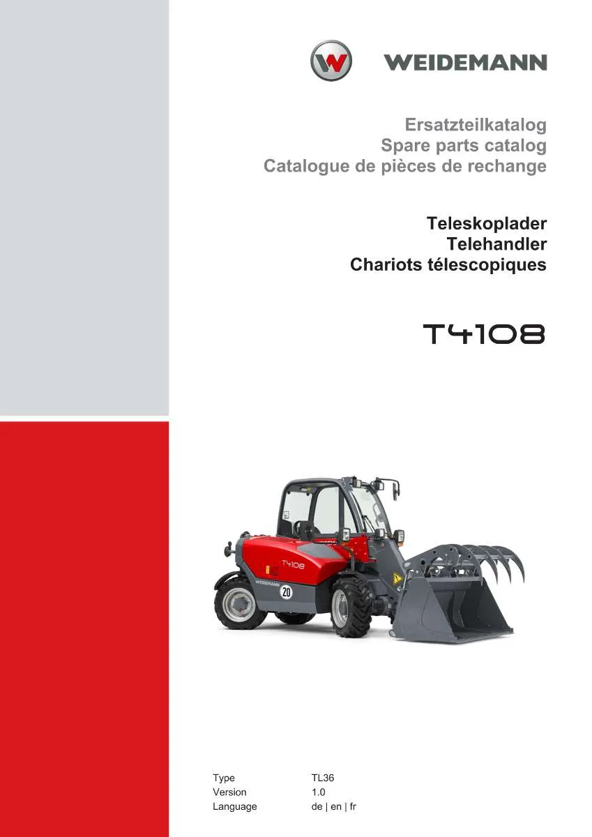 Weidemann Wheel Loader T4108 Parts List | Instant PDF Download